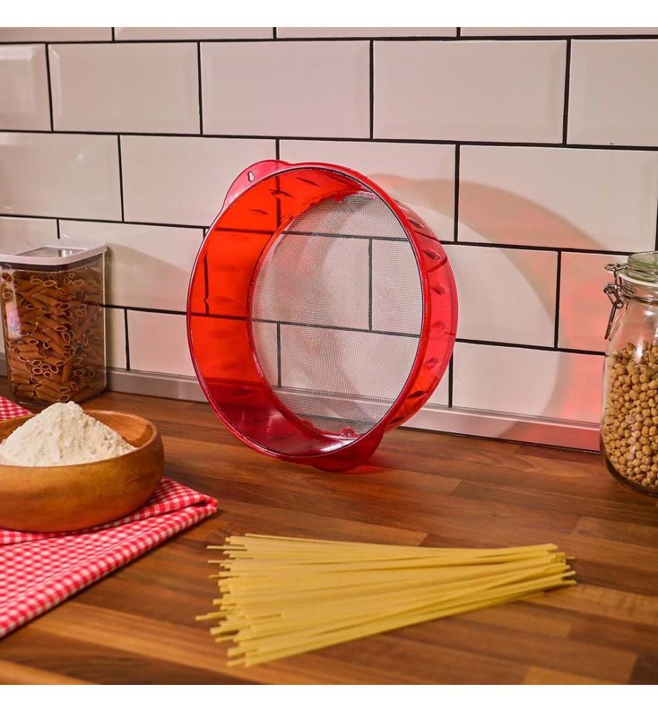 Sieve, Red, Plastic & Stainless Steel