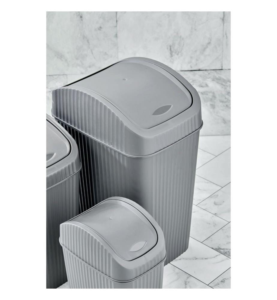 Bin Set, 3 Pieces, Grey, 100% PLASTIC