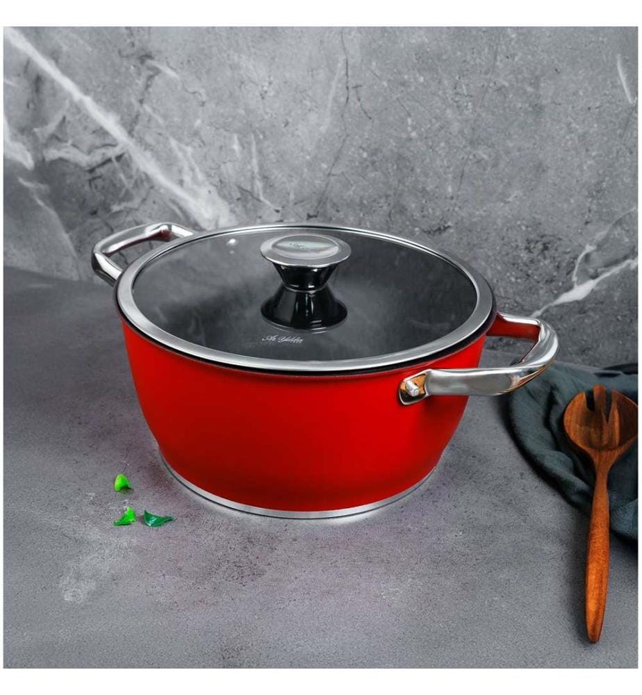 Pot, Red,Black, 100% ALUMINIUM