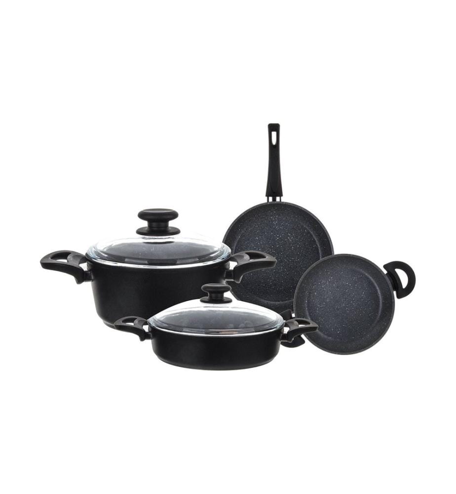 Set di pentole, 6 pezzi, nero, pentola 1: 26 cm (1 pezzo)