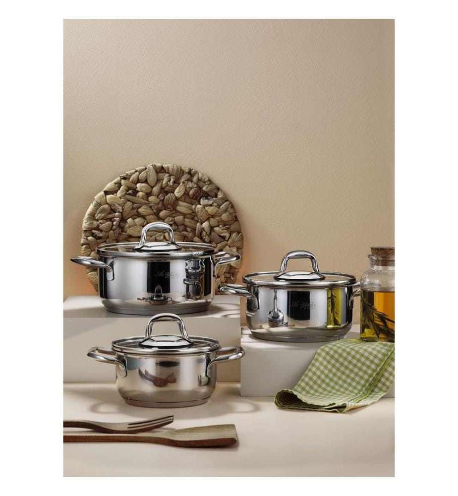Pot Set, 6 Pieces, Silver, 100% STAINLESS STEEL