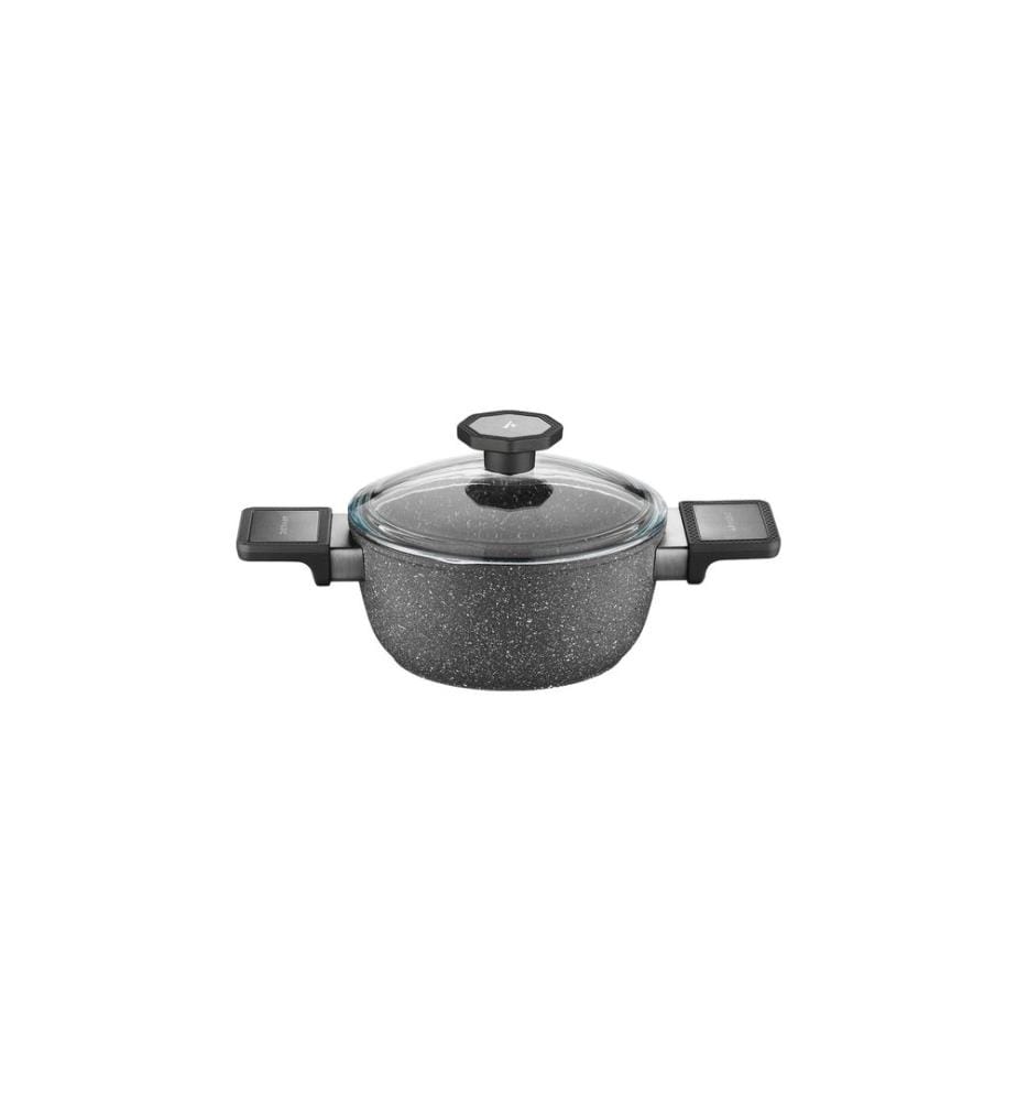 Pot Set, 7 Pieces, Black, Pot 1: 20 cm (1 Piece)