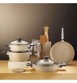 Topfset, 7-teilig, schwarz, Topf 1: 20 cm (1 Stück)