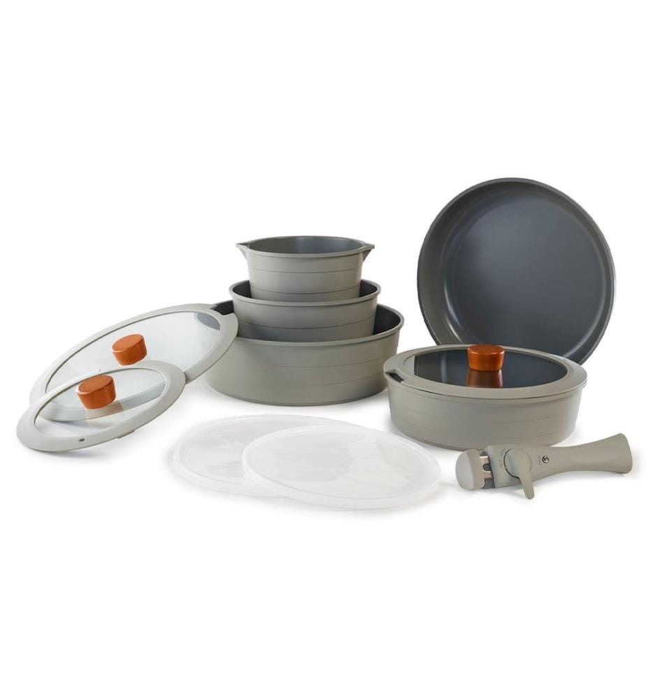 Pot Set, 11 Pieces, Grey, 100% ALUMINIUM