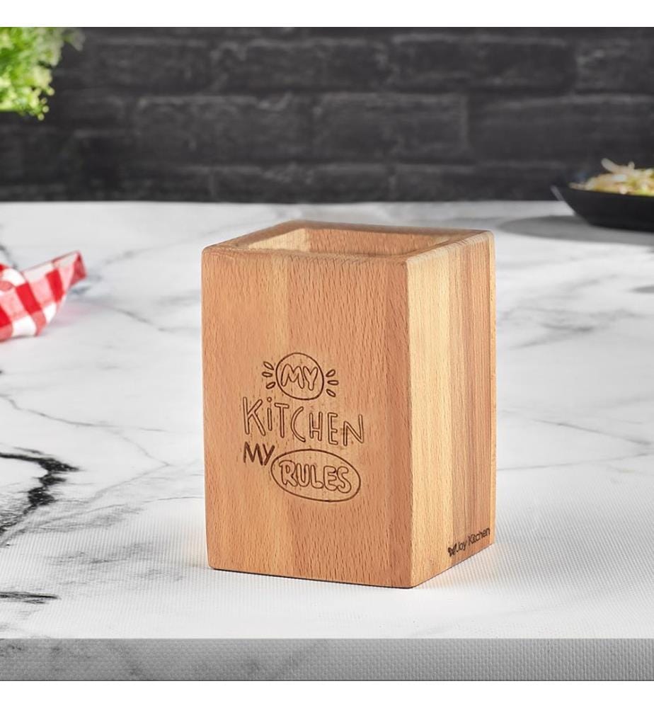 Porte-couverts, naturel, 100% bois