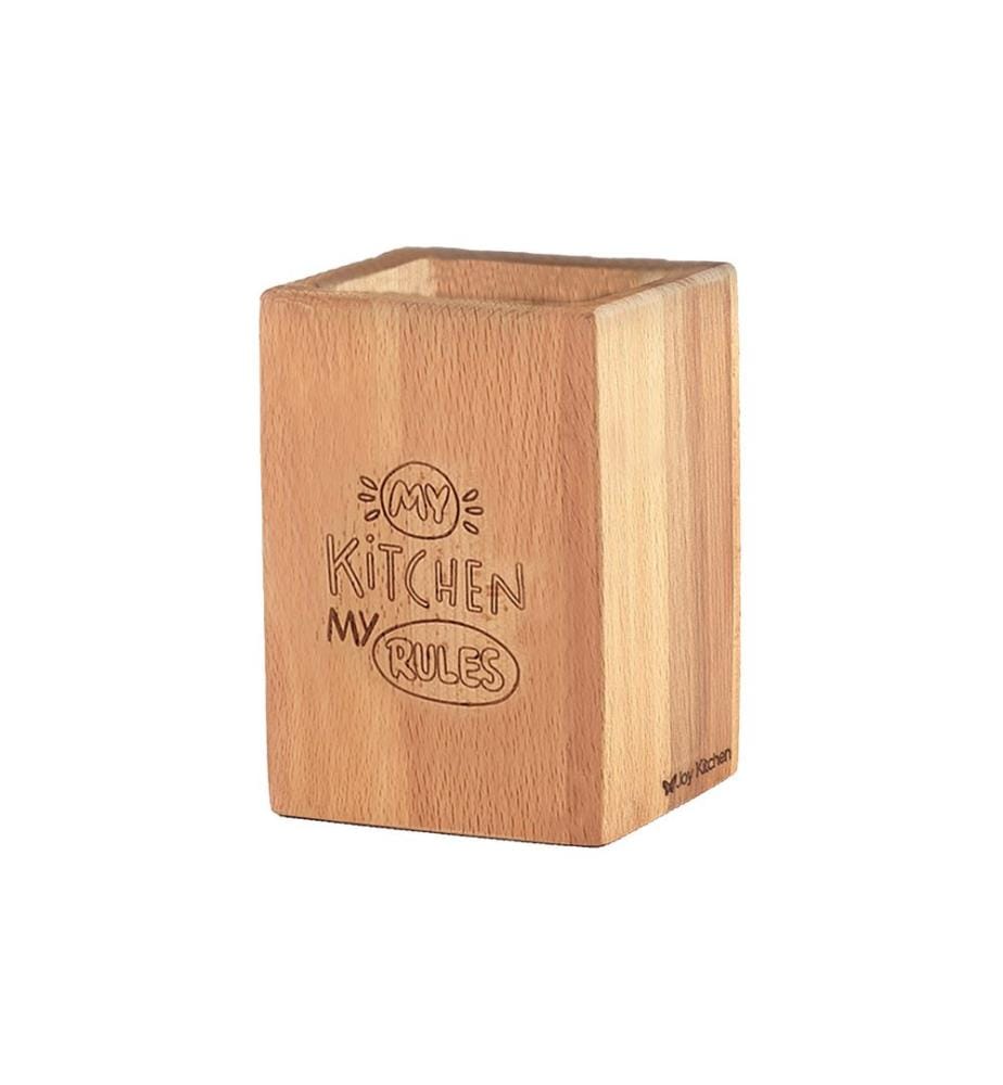 Porte-couverts, naturel, 100% bois
