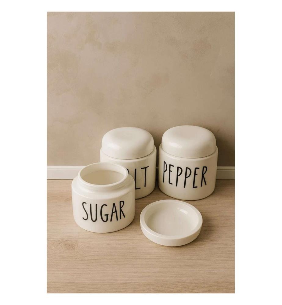 Spice Jar Set, 3 Pieces, White, 100% PORCELAIN