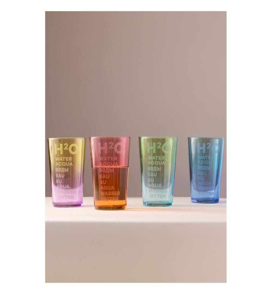 Set de verres, 4 pièces, violet, orange, vert, bleu, 100% VERRE