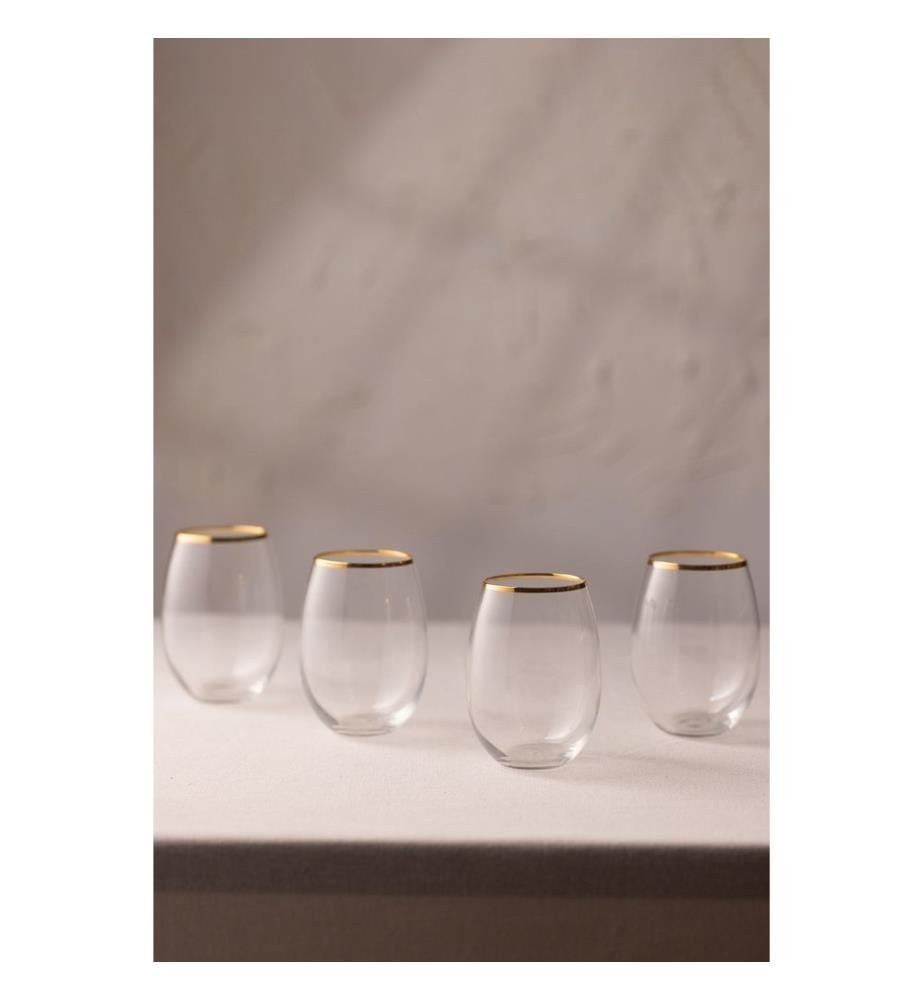 Set de verres, 4 pièces, or, transparent, 100% VERRE