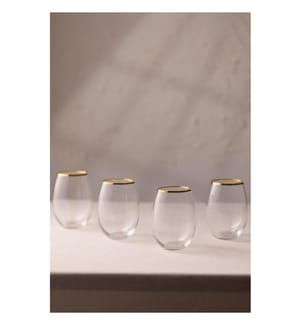Set de verres, 4 pièces, or, transparent, 100% VERRE
