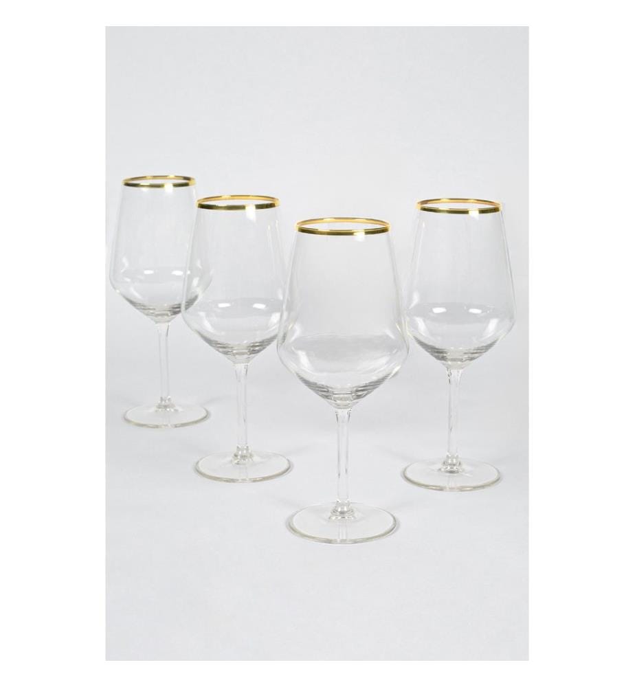 Weinglas-Set, 4-teilig, Gold, Transparent, 100% Glas
