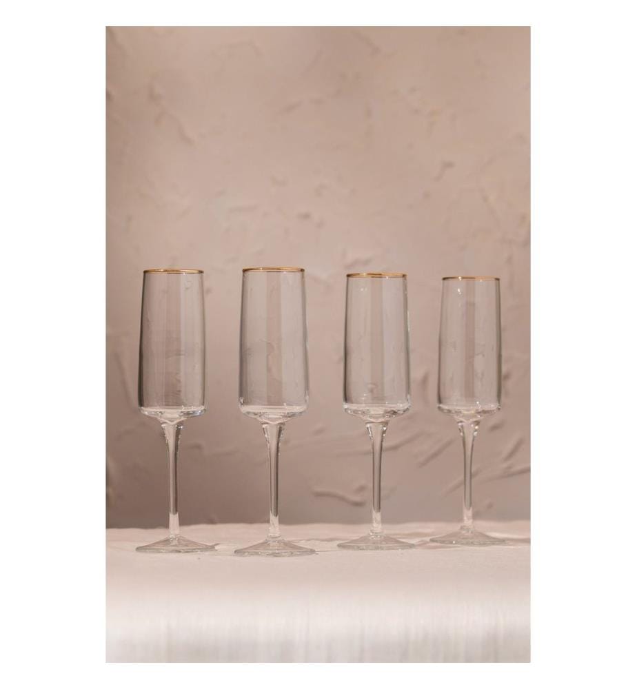 Weinglas-Set, 4-teilig, Gold, Transparent, 100% Glas