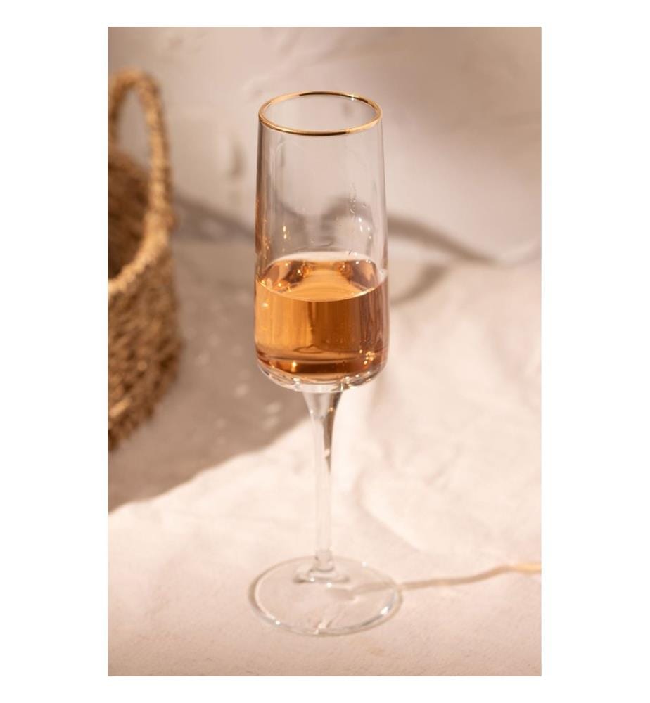 Weinglas-Set, 4-teilig, Gold, Transparent, 100% Glas
