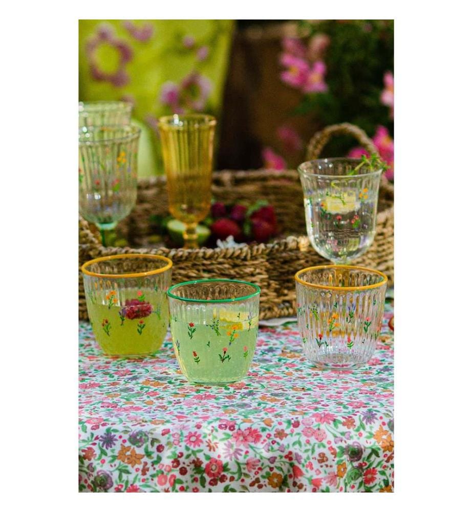 Set de verres, 4 pièces, jaune, vert, 100% VERRE