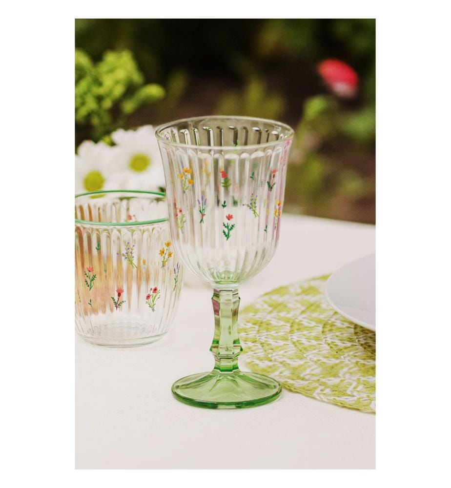 Set de verres à vin, 4 pièces, jaune, vert, 100% VERRE