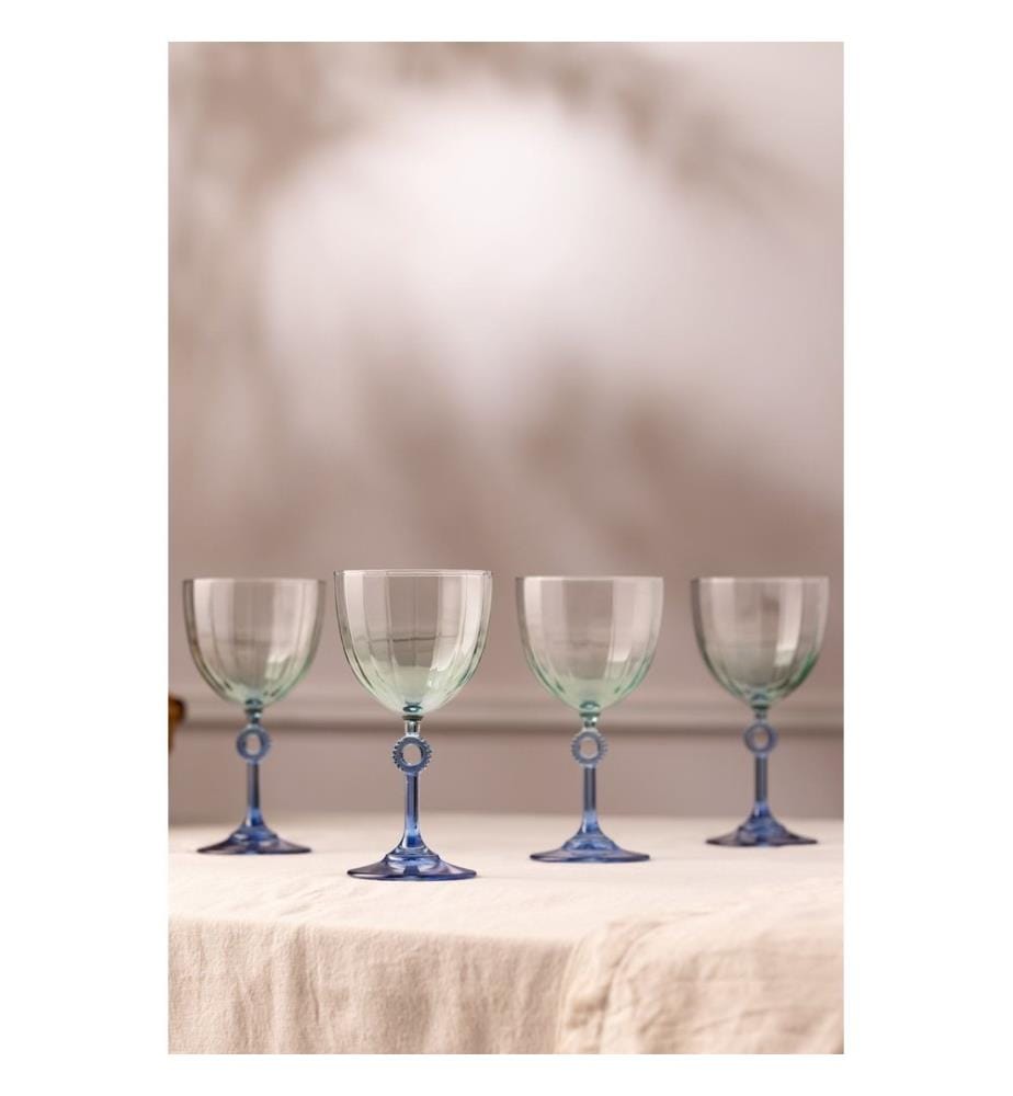 Weinglas-Set, 4-teilig, blau, 100 % Glas