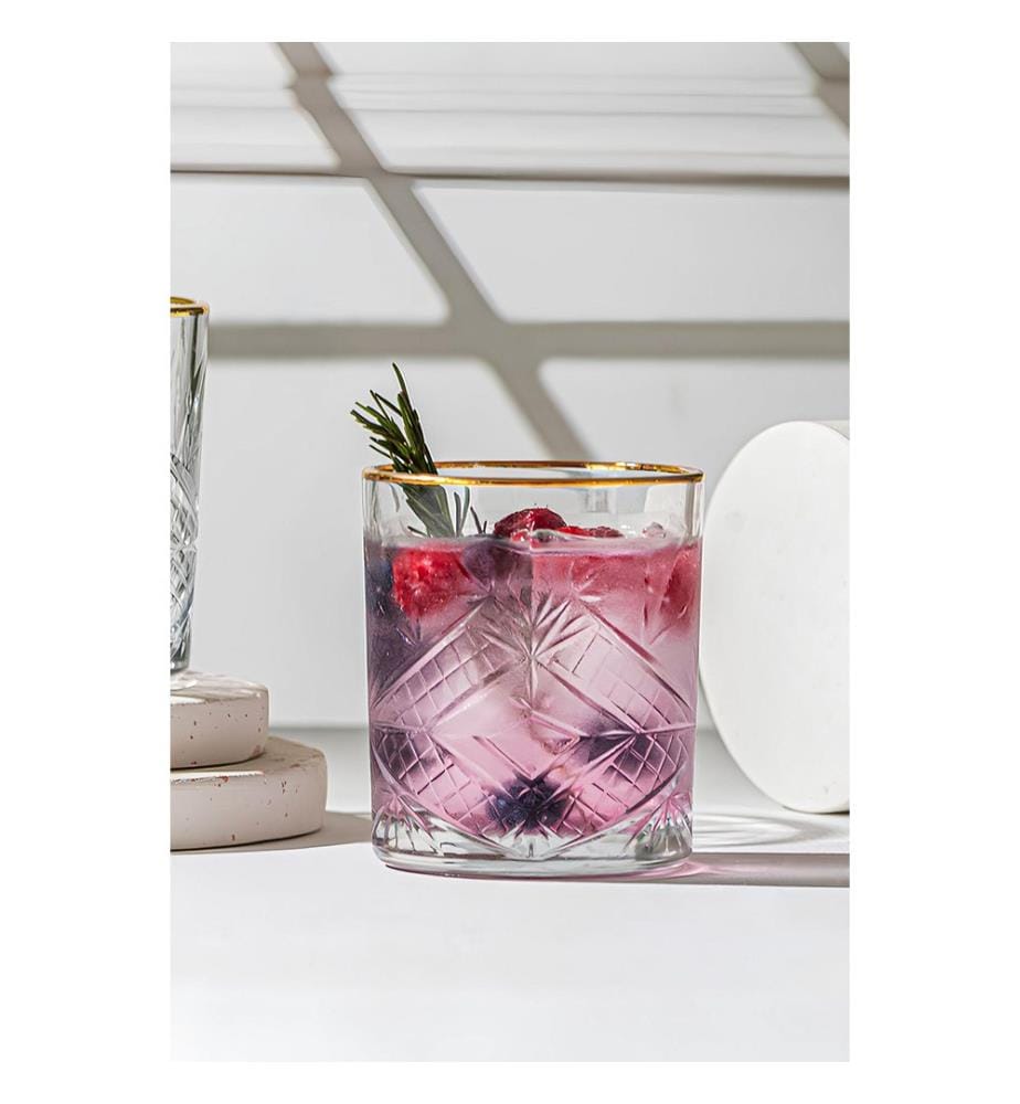 Set de verres, 4 pièces, or, transparent, 100% VERRE