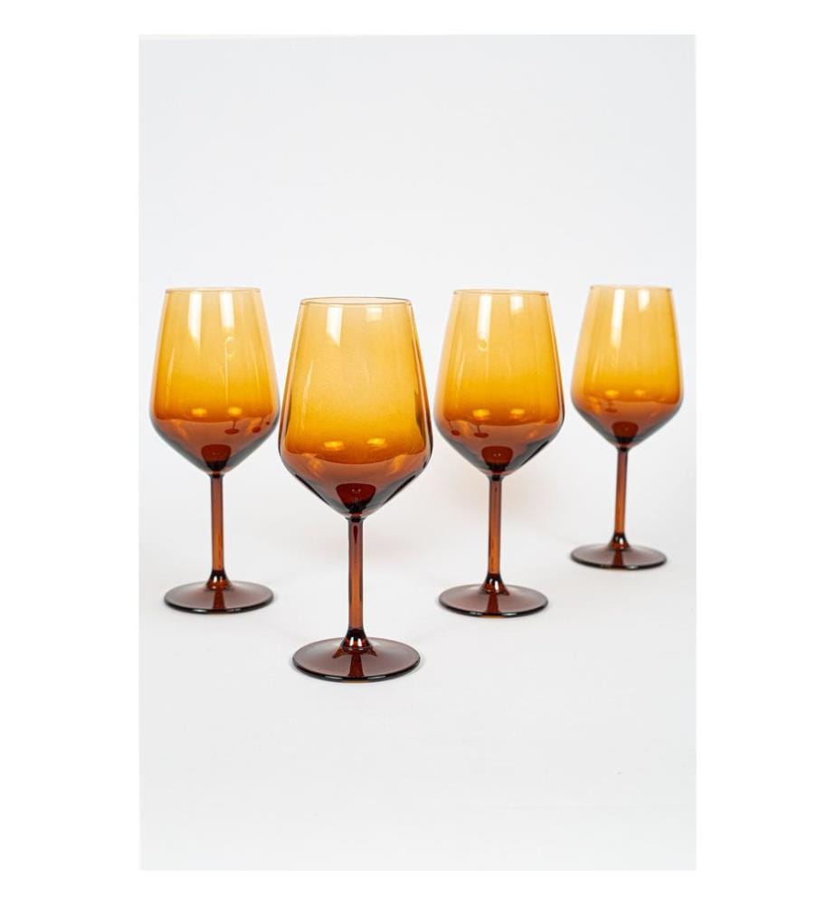 Wine Glass Set, 4 Pieces, Amber, 100% GLASS