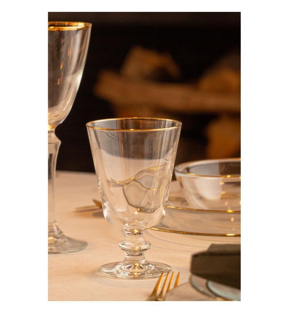 Weinglas-Set, 4-teilig, Gold, Transparent, 100% Glas