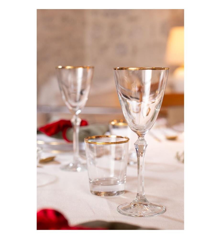 Weinglas-Set, 4-teilig, Gold, Transparent, 100% Glas