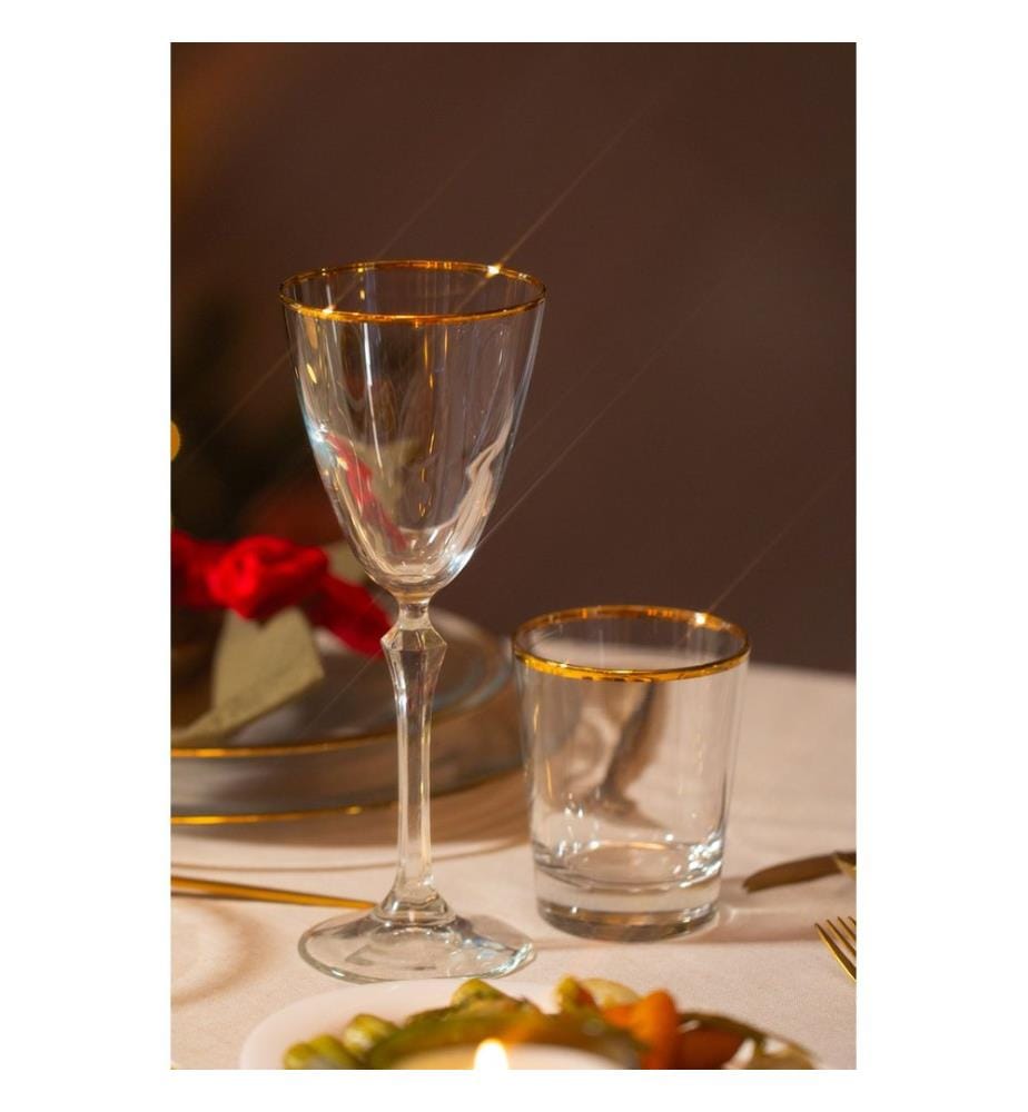 Weinglas-Set, 4-teilig, Gold, Transparent, 100% Glas