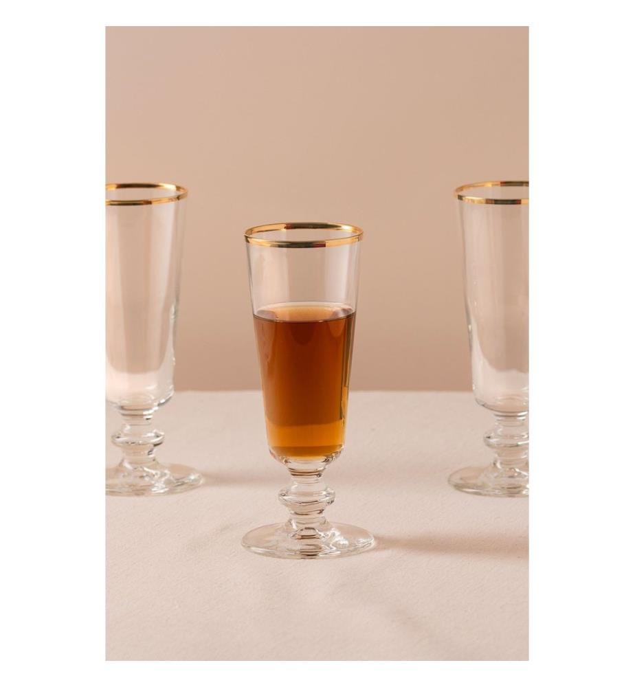 Weinglas-Set, 4-teilig, Gold, Transparent, 100% Glas