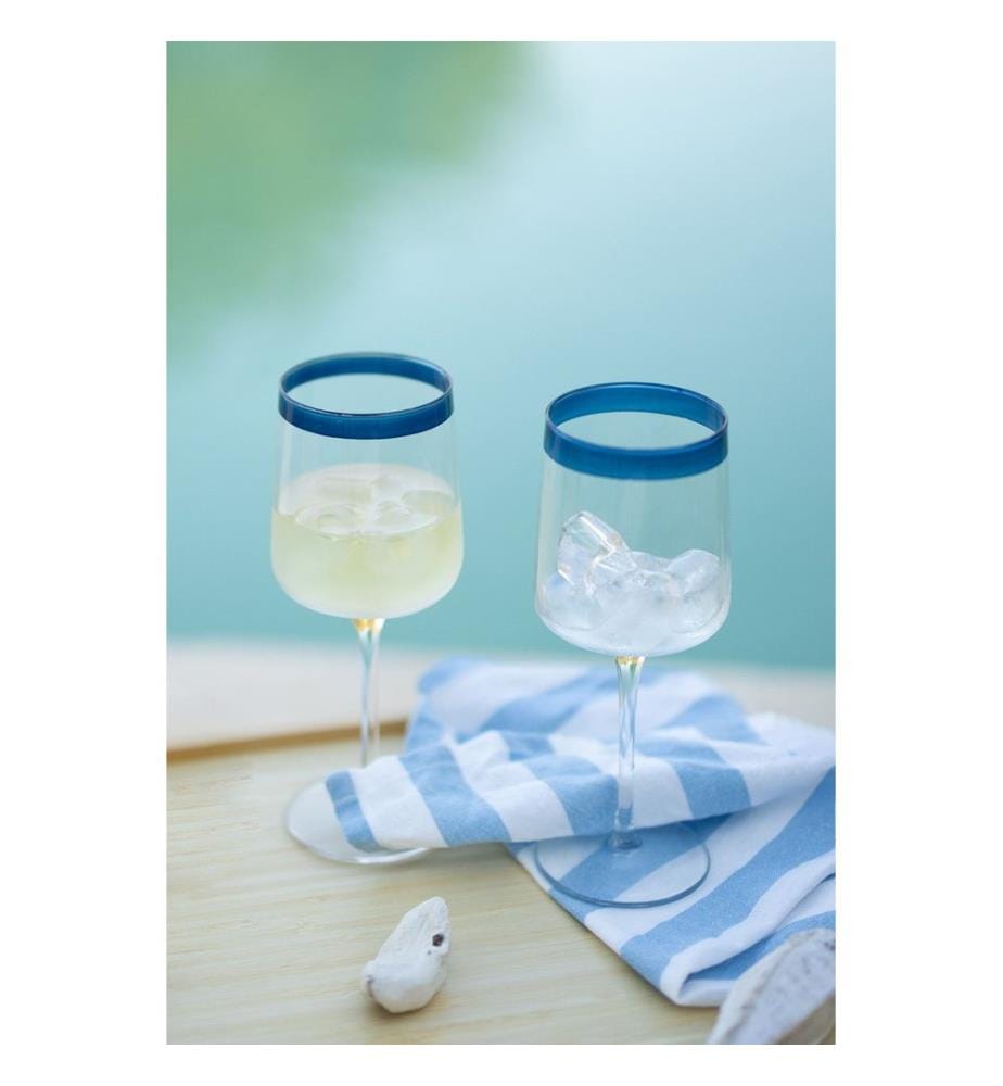 Wine Glass Set, 4 Pieces, Transparent, Blue, 100% GLASS