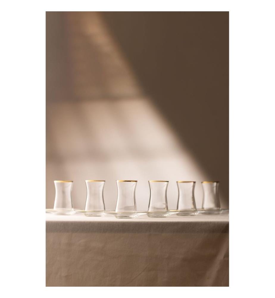 Teeglas-Set, 12-teilig, Gold, 100% Glas
