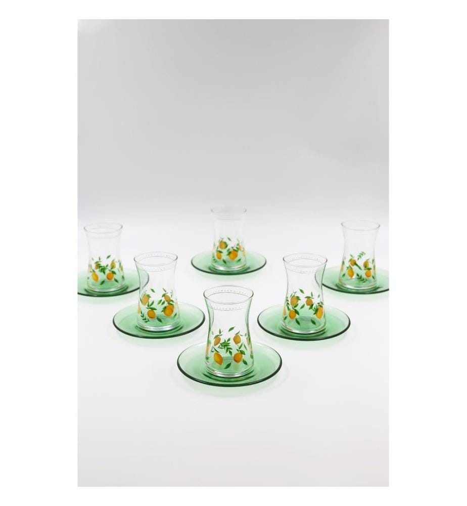 Teeglas-Set, 12-teilig, transparent, grün, 100 % Glas