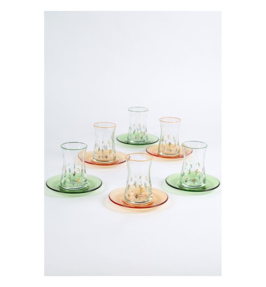 Teeglas-Set, 12-teilig, Gelb, Grün, 100% Glas