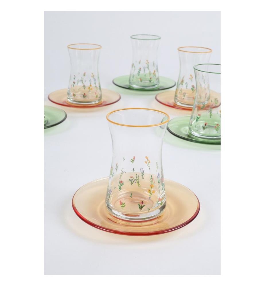 Teeglas-Set, 12-teilig, Gelb, Grün, 100% Glas