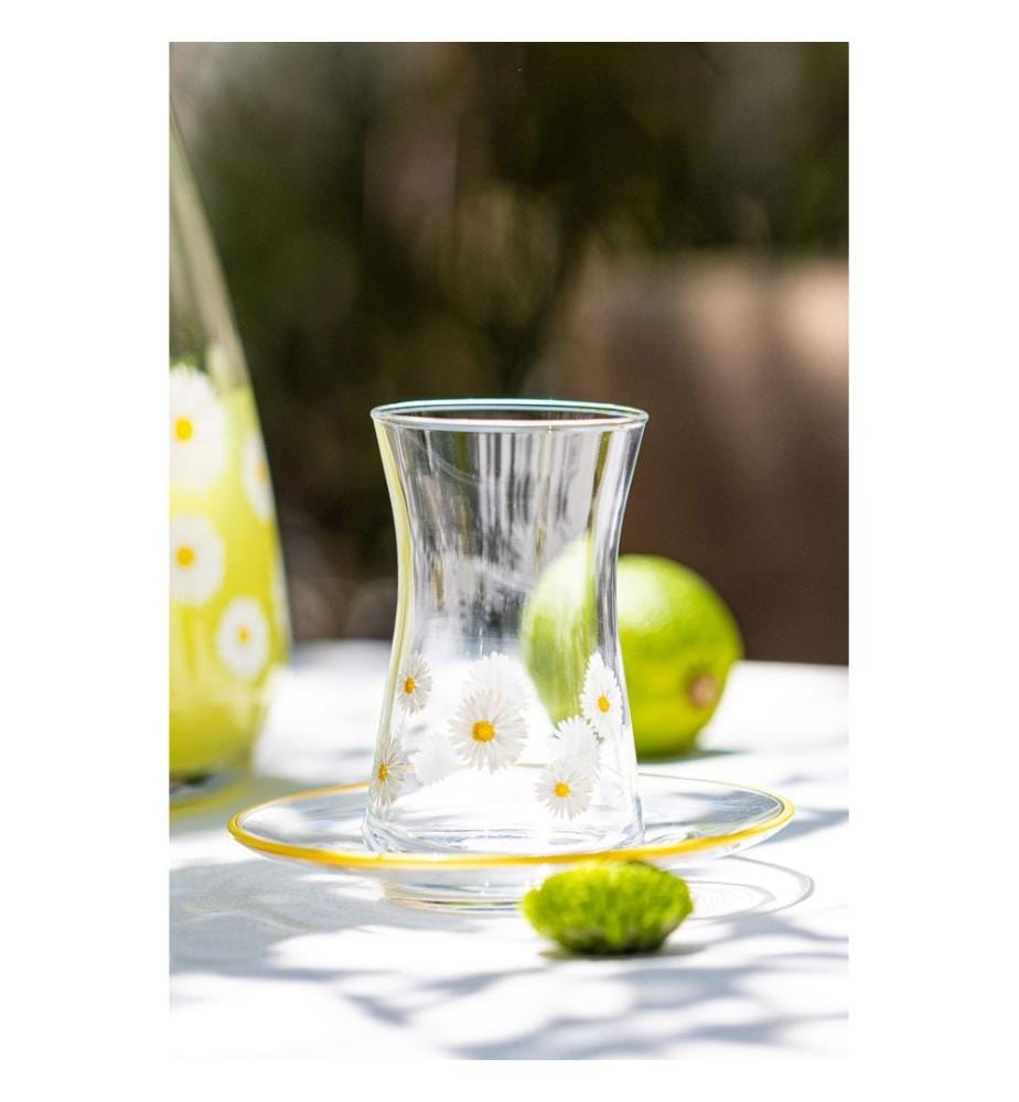 Teeglas-Set, 12-teilig, transparent, gelb, 100 % Glas