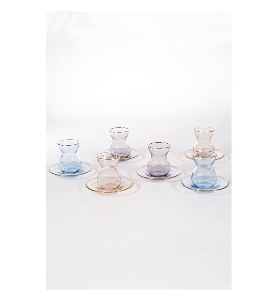 Teeglas-Set, 12-teilig, Lila, Lachs, Blau, 100% Glas