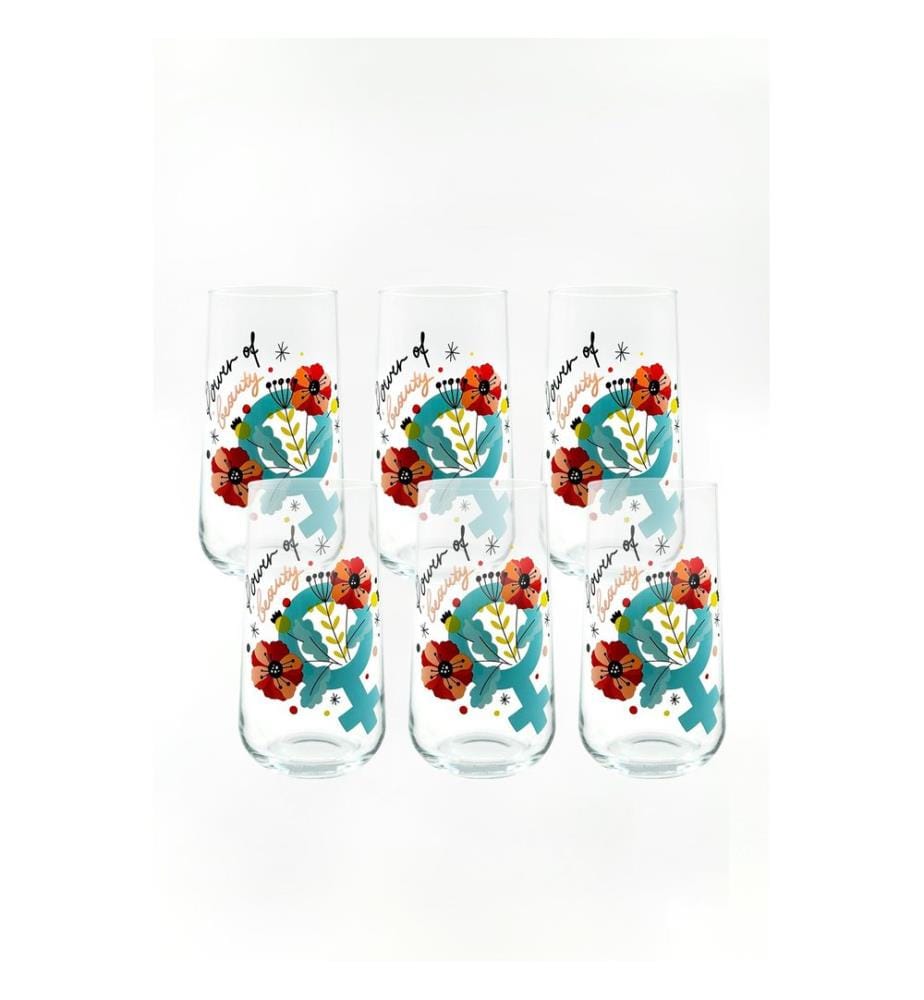 Glass Set, 6 Pieces, Multicolor, 100% GLASS