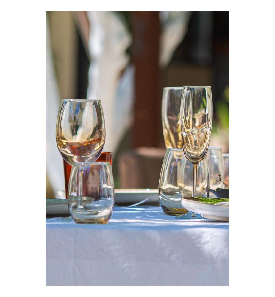 Glass Set, 6 Pieces, Amber, 100% GLASS
