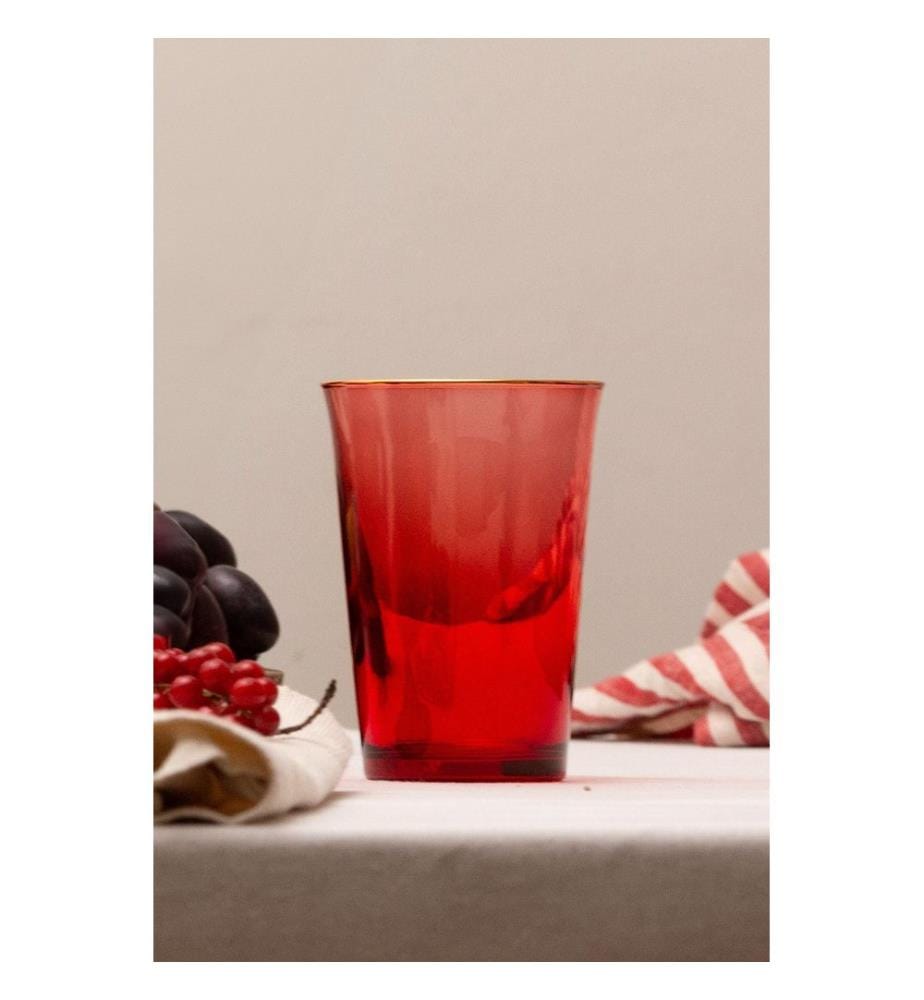 Glass Set, 4 Pieces, Red, 100% GLASS