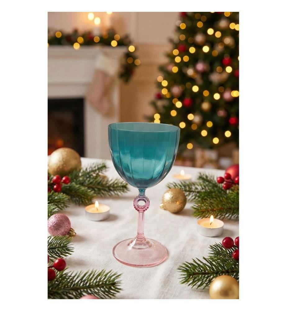 Weinglas-Set, 4-teilig, blau, 100 % Glas