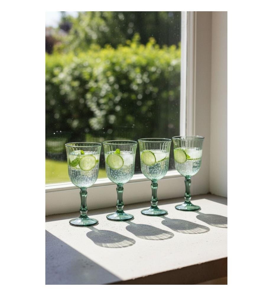 Weinglas-Set, 4-teilig, Grün, 100% Glas