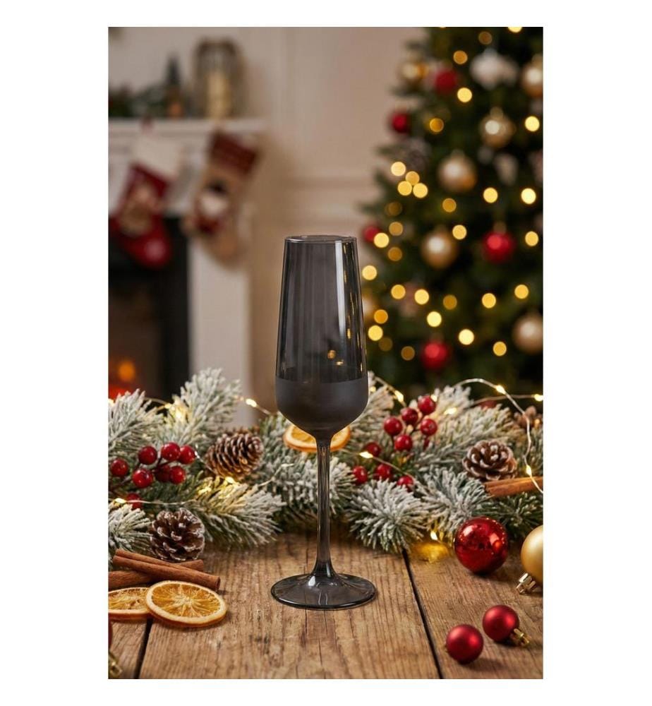 Champagne Glass Set, 2 Pieces, Fume, 100% GLASS