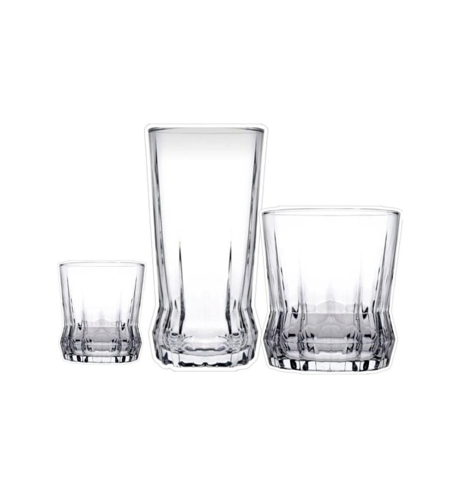 Glass Set, 18 Pieces, Transparent, 100% GLASS