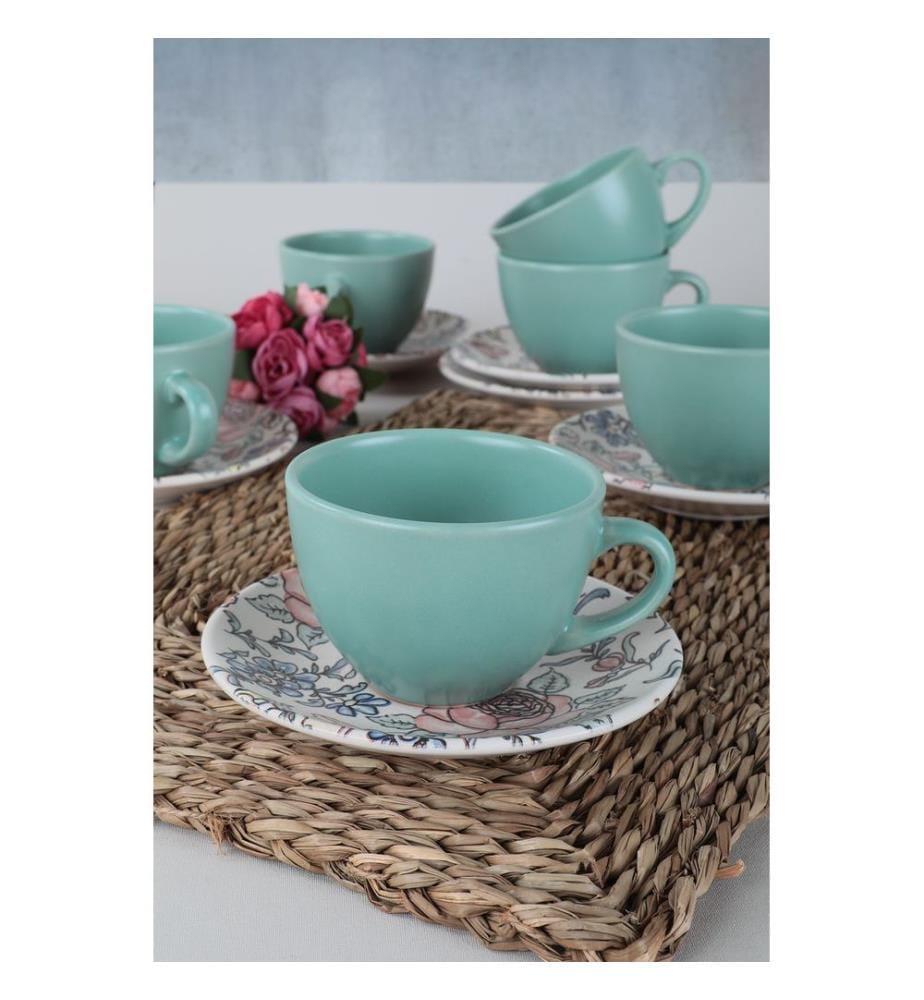 Tea Cup Set, 12 Pieces, Multicolor, Ceramic, Does Not ABSorb Water