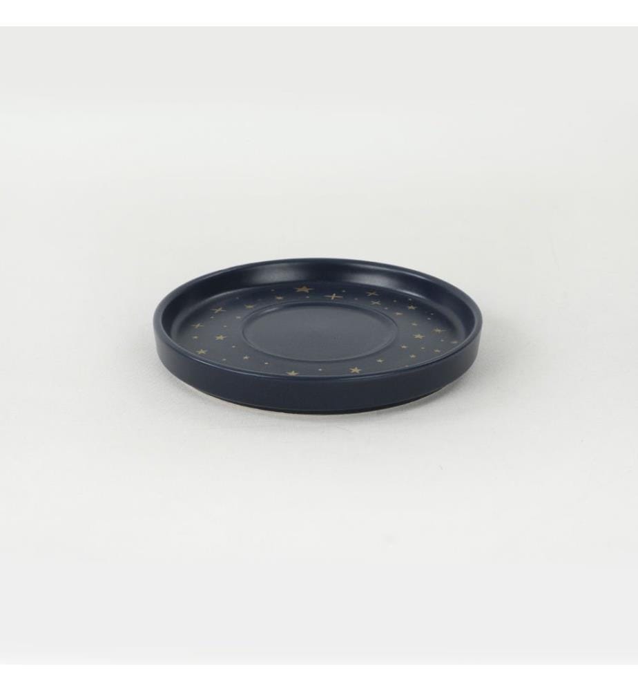 Tea Cup Set, 12 Pieces, Navy Blue, Gold, Ceramic Stoneware, Does Not ABSorb Water
