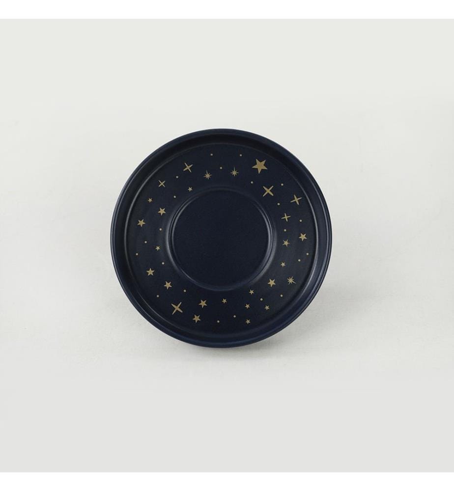 Tea Cup Set, 12 Pieces, Navy Blue, Gold, Ceramic Stoneware, Does Not ABSorb Water