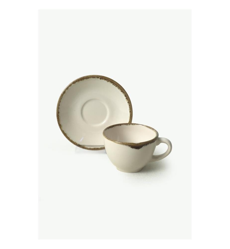 Tea Cup Set, 12 Pieces, Cream, 100% Ceramic, Antibacterial