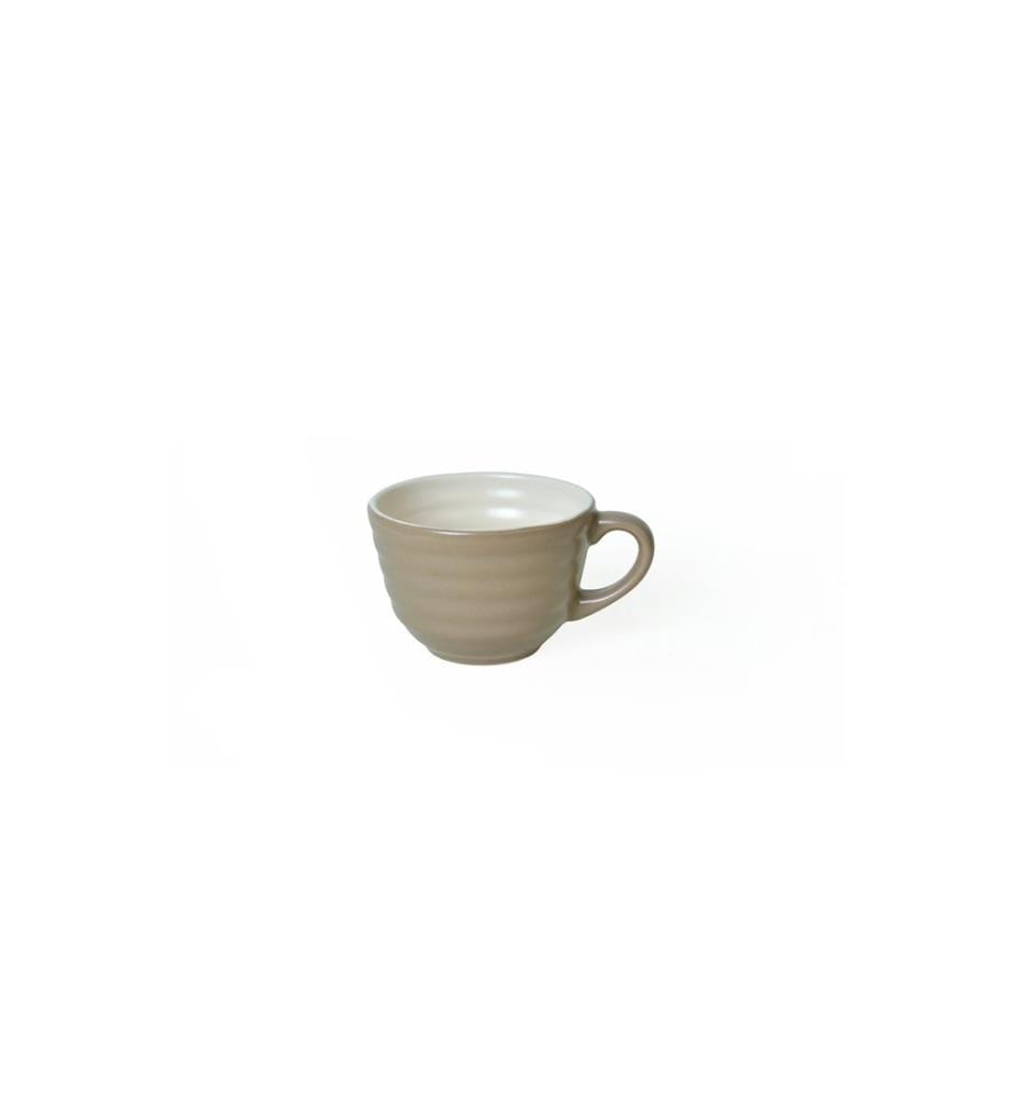 Tea Cup Set, 12 Pieces, Matte Taupe, 100% Ceramic, Antibacterial
