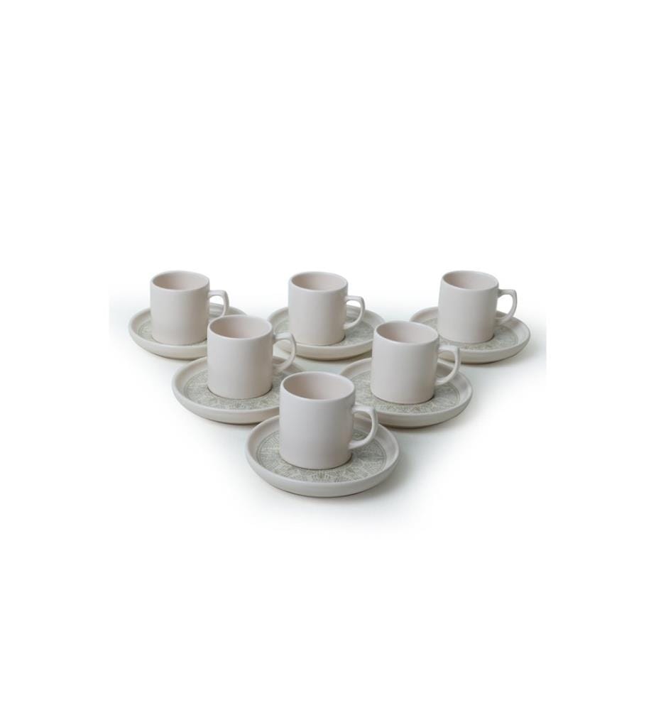 Set di 12 tazze da caffè, crema opaca, 100% gres