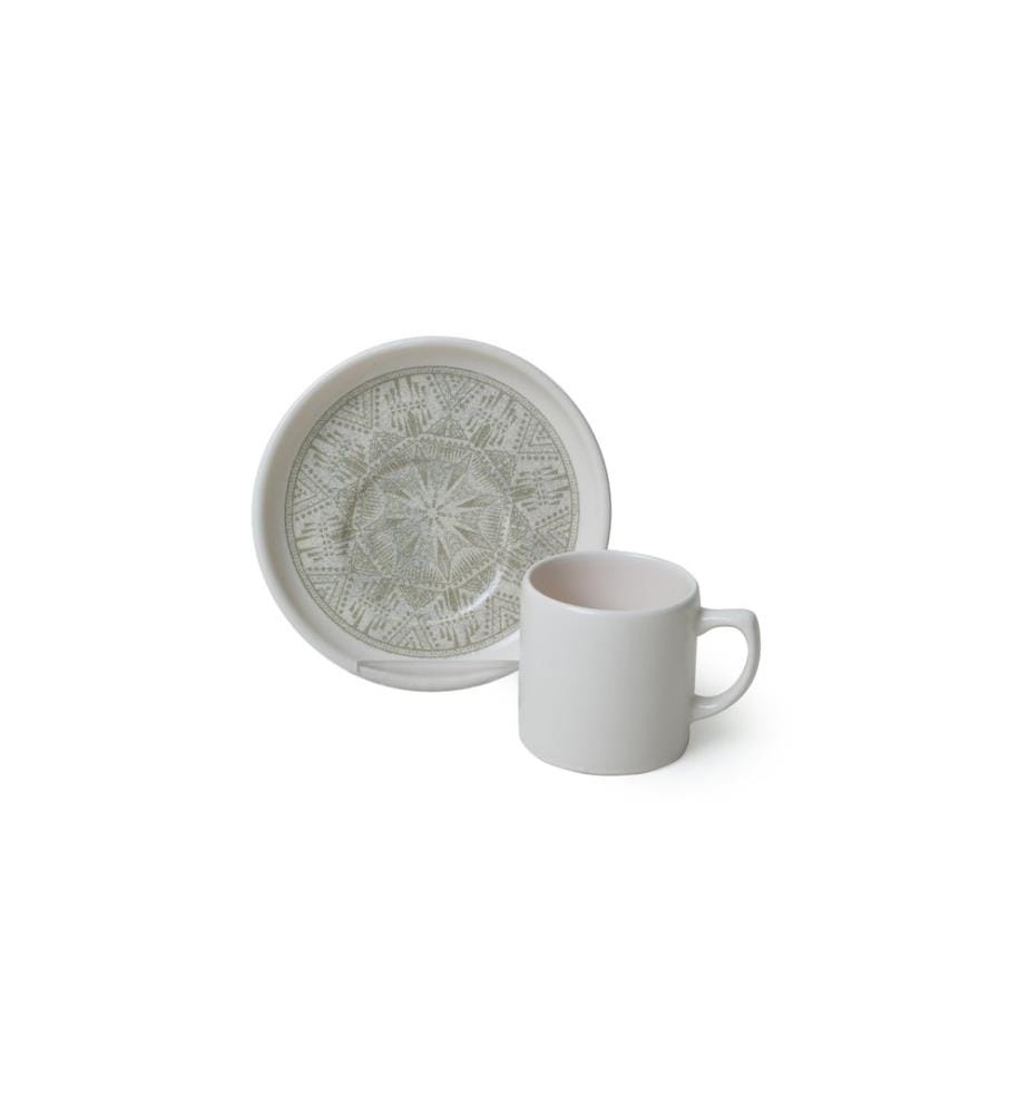 Set di 12 tazze da caffè, crema opaca, 100% gres