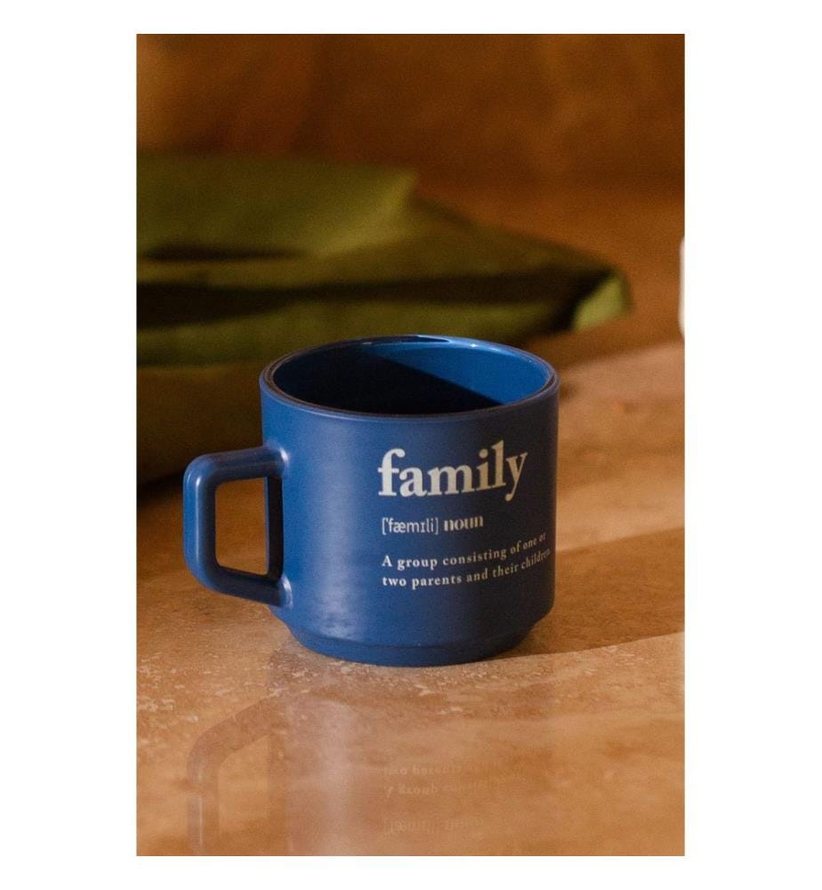 Mug Set, 5 Pieces, Dark Blue, Cream, Mustard, Tile Red, 100% GLASS
