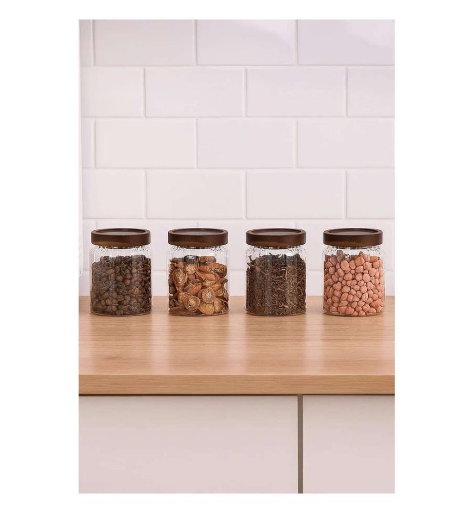 Jar Set, 4 Pieces, Transparent, 100% GLASS