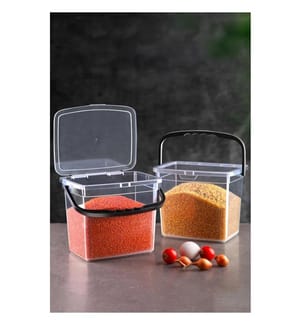 Set di 2 scatole portaoggetti, trasparenti, 100% plastica